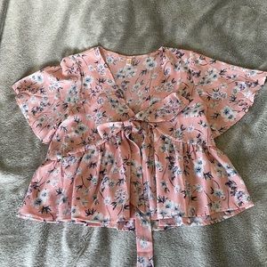 Tie front flower top